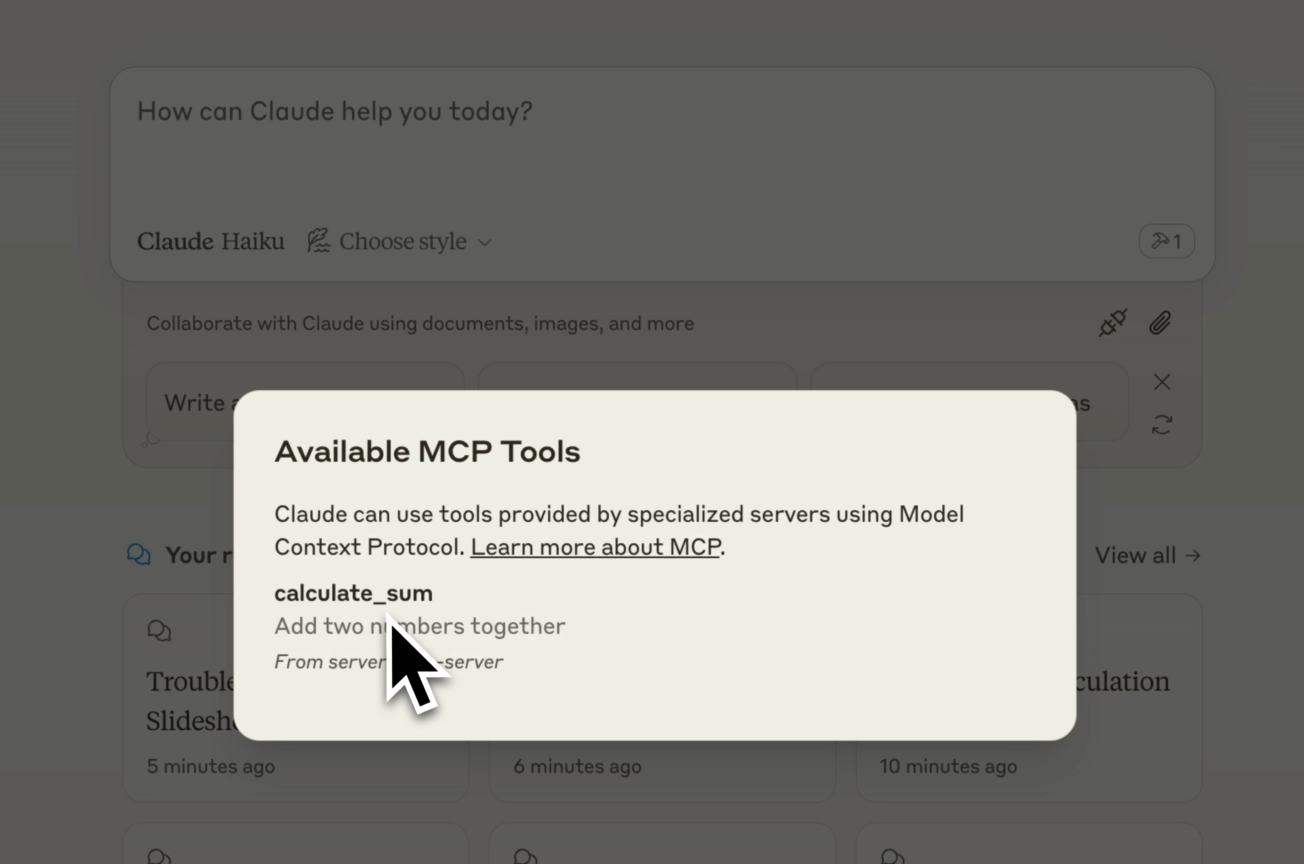 MCP server tool details in Claude Deskop