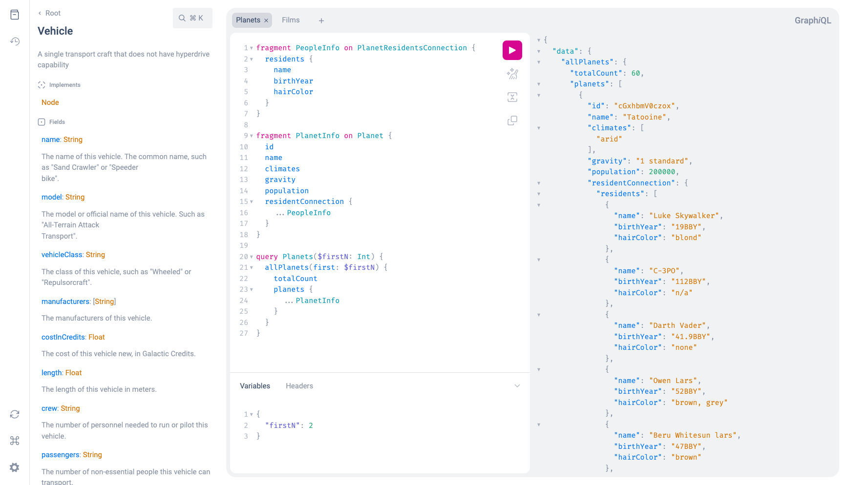 GraphiQL GraphQL IDE