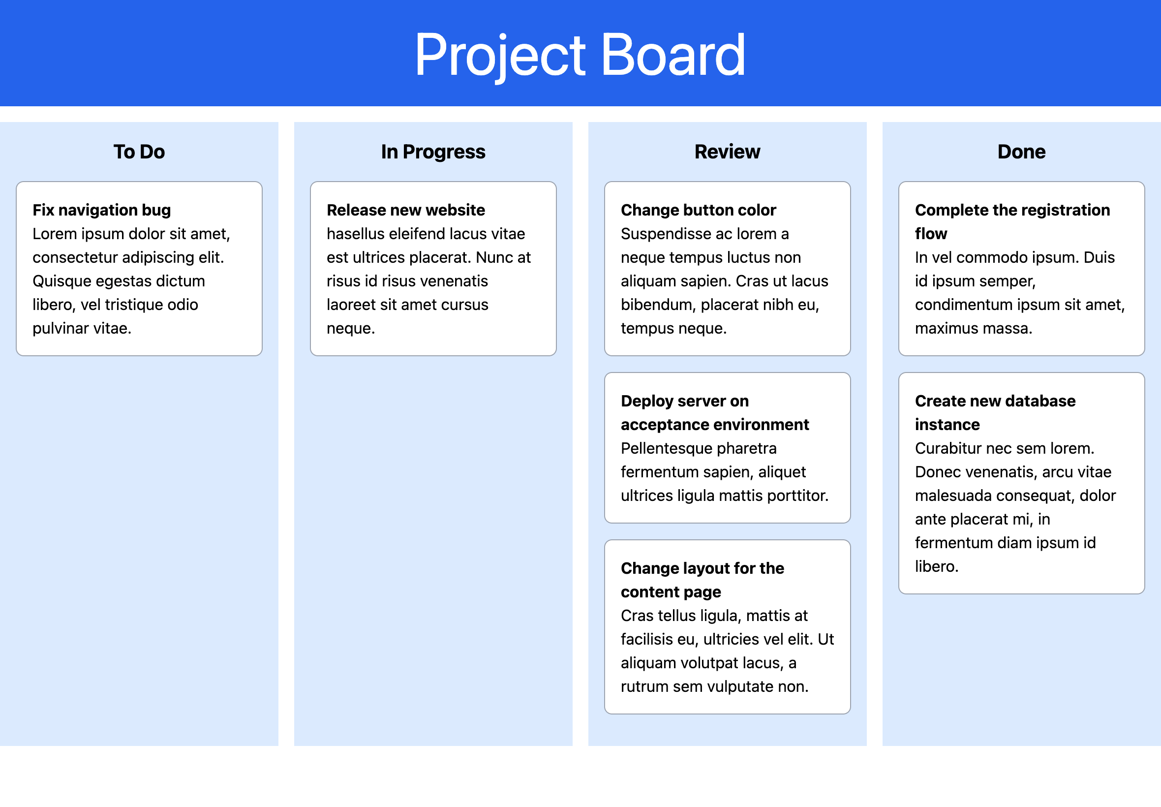 Project Board with Tailwind CSS completed