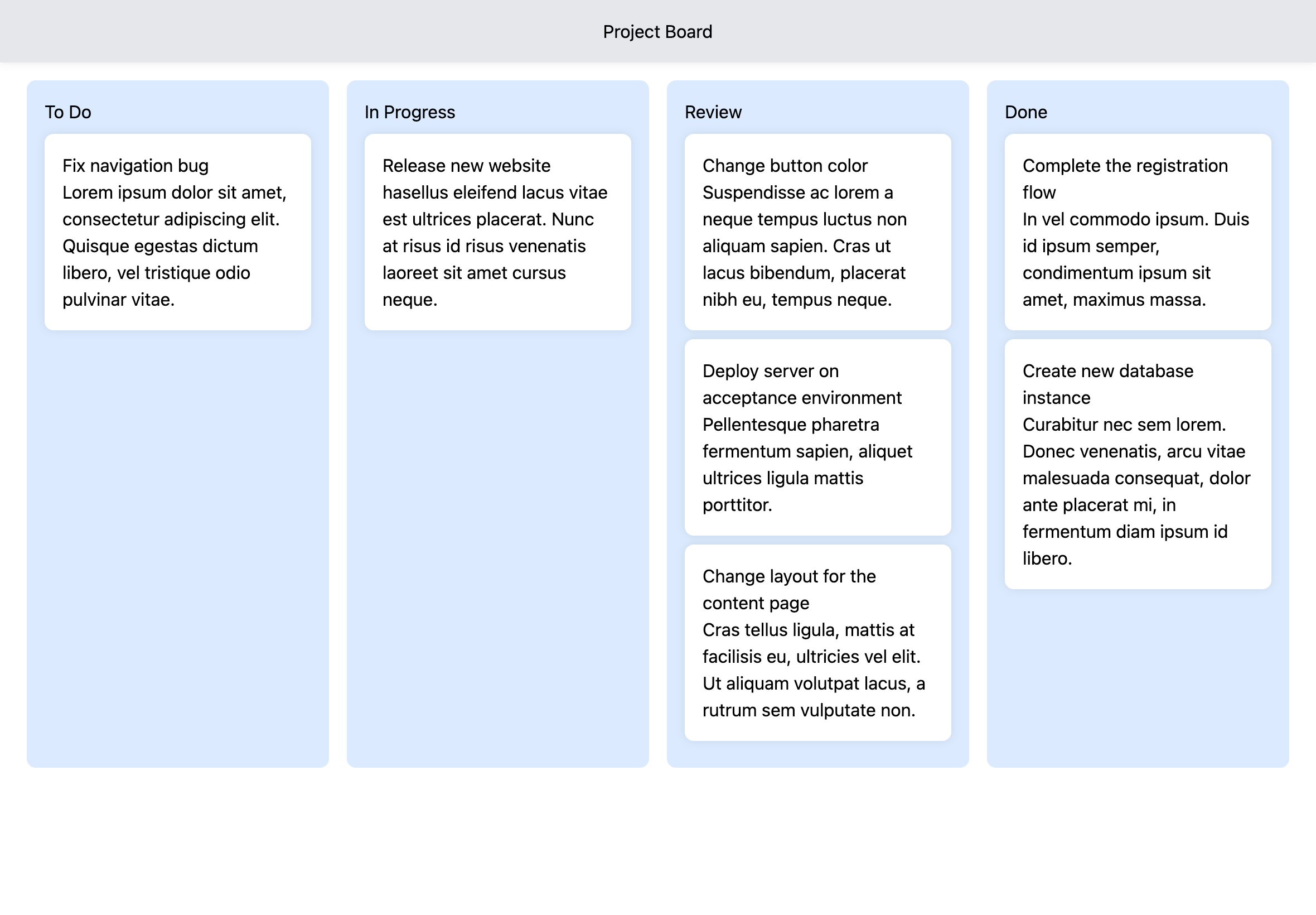 Project Board with Tailwind CSS