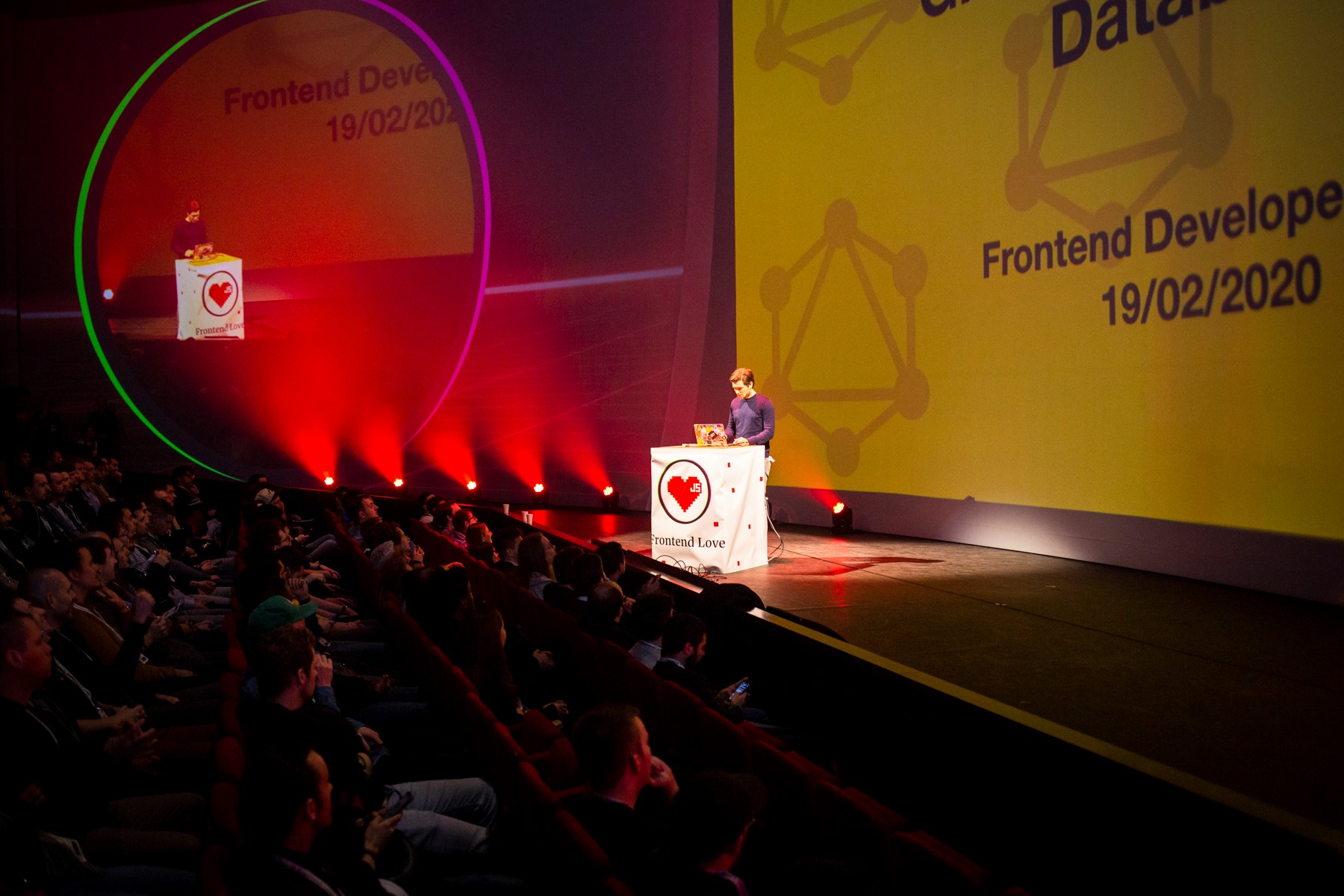 Roy Derks presenting GraphQL Without a Database at Frontend Love on February 19, 2020